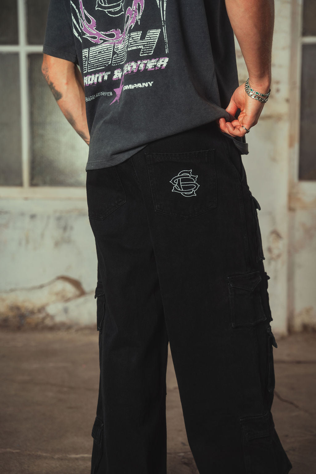 Tatum Denim Cargo Jeans Black