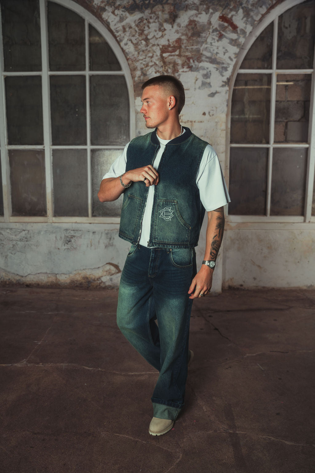 Amie Denim Gilet Washed Blue