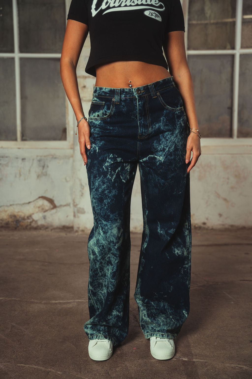 Embry Denim Jeans Acid Washed Blue