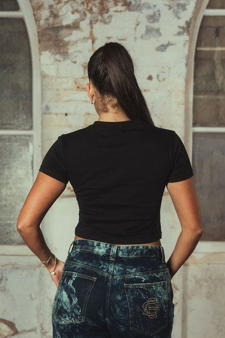 Candice Cropped T-shirt Black
