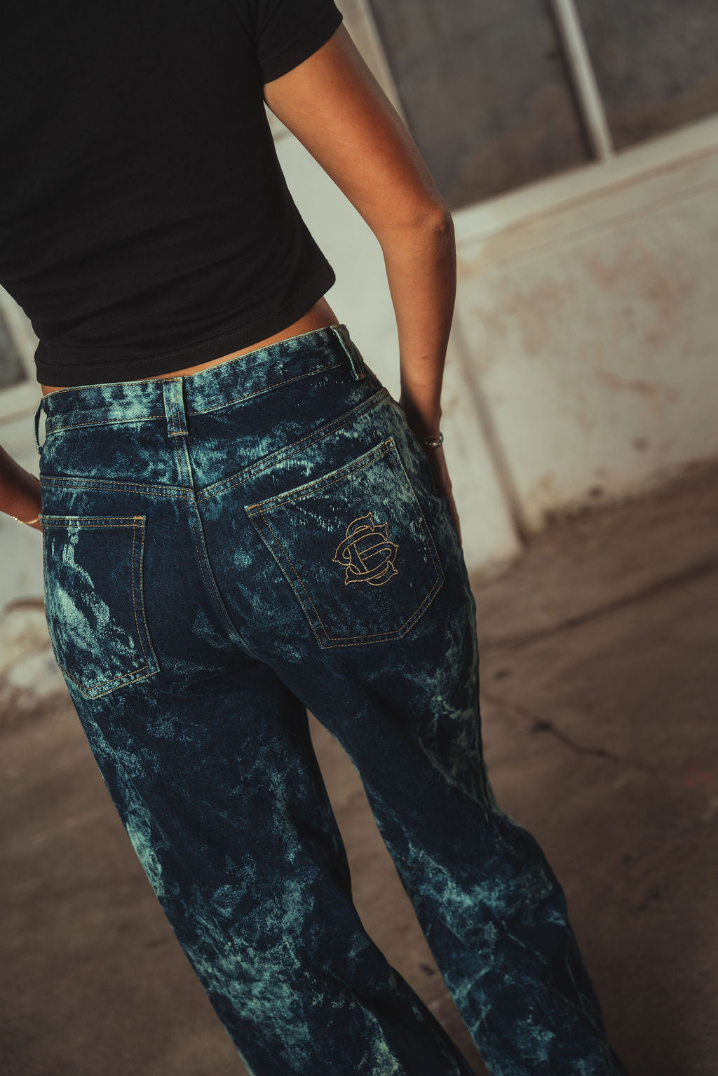 Embry Denim Jeans Acid Washed Blue