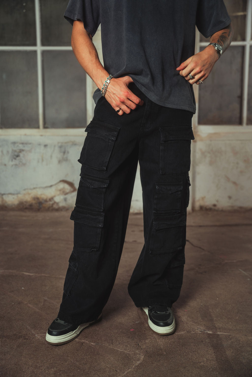 Tatum Denim Cargo Jeans Black