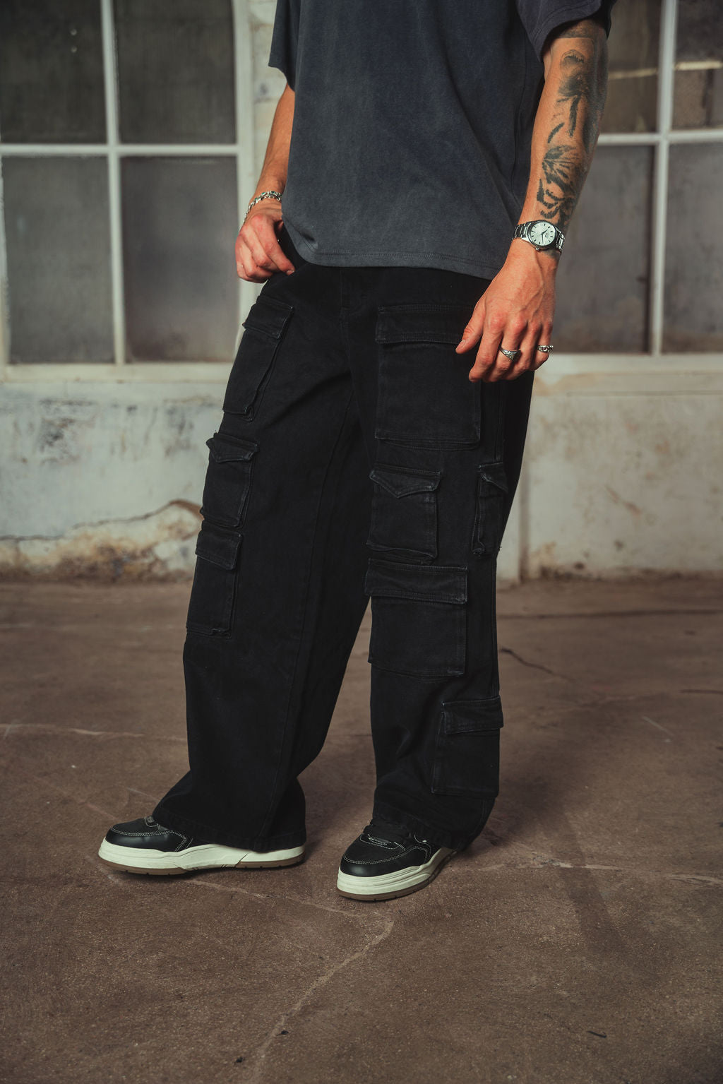 Tatum Denim Cargo Jeans Black