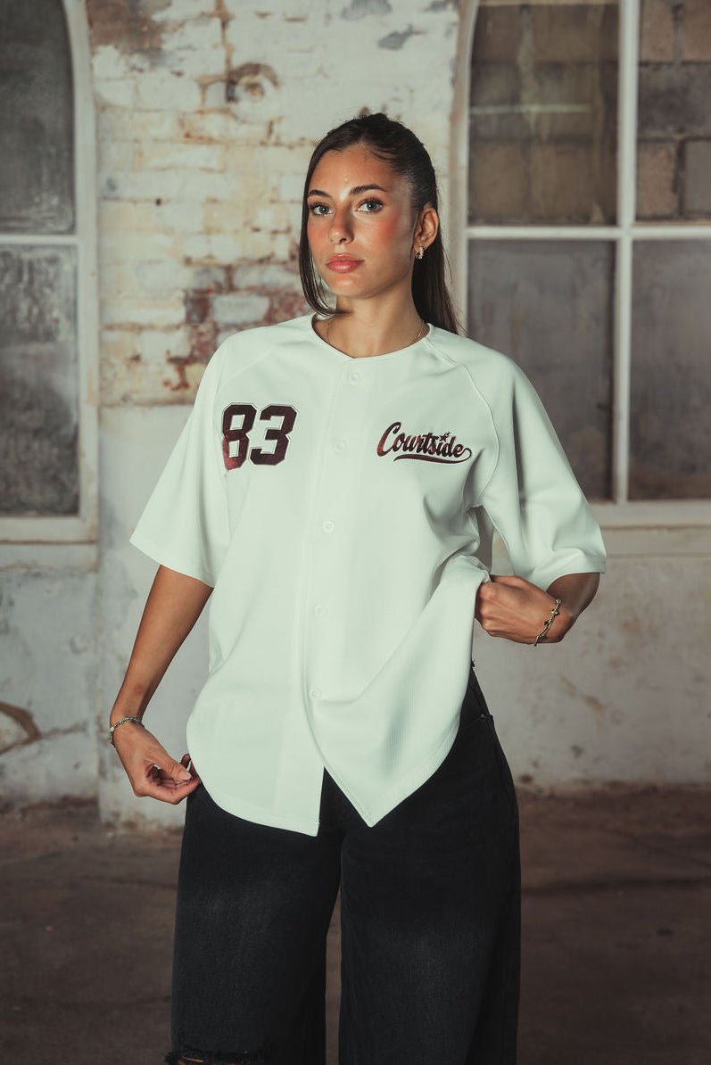 Mistie Mesh Baseball Top White