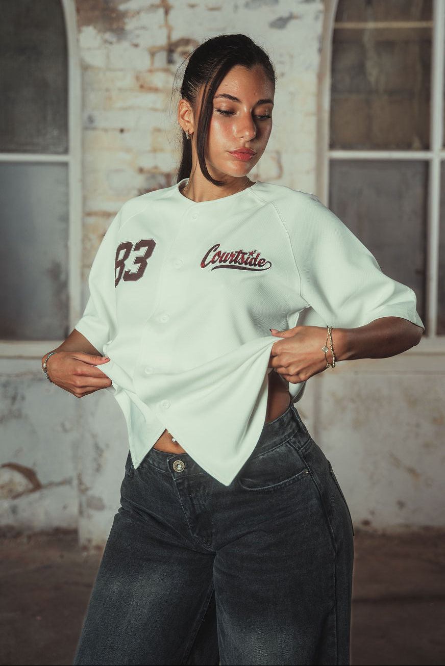 Mistie Mesh Baseball Top White
