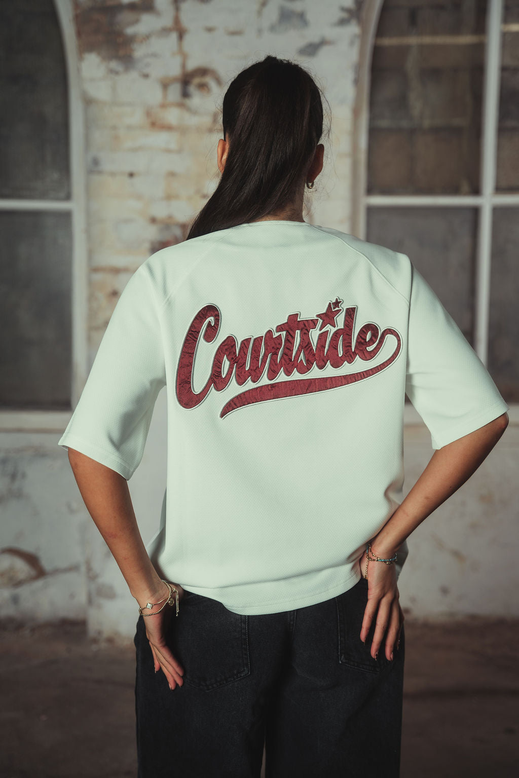 Mistie Mesh Baseball Top White