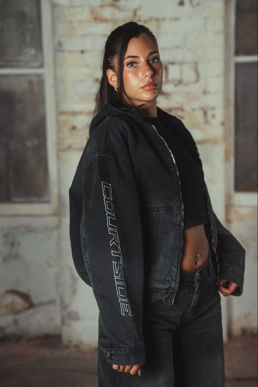 Bassey Hoodie Denim Jacket Washed Black