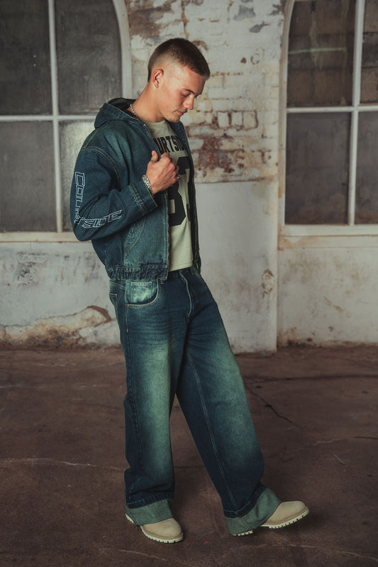 Bassey Hoodie Denim Jacket Washed Blue