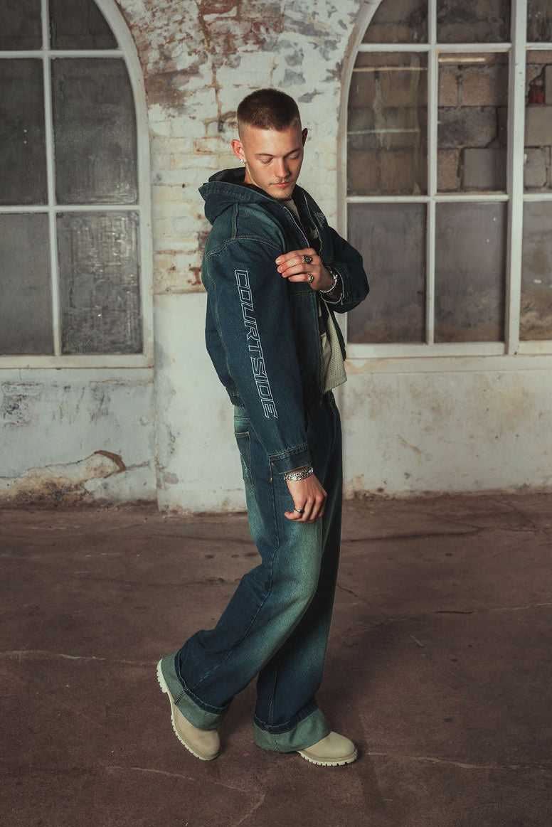 Bassey Hoodie Denim Jacket Washed Blue