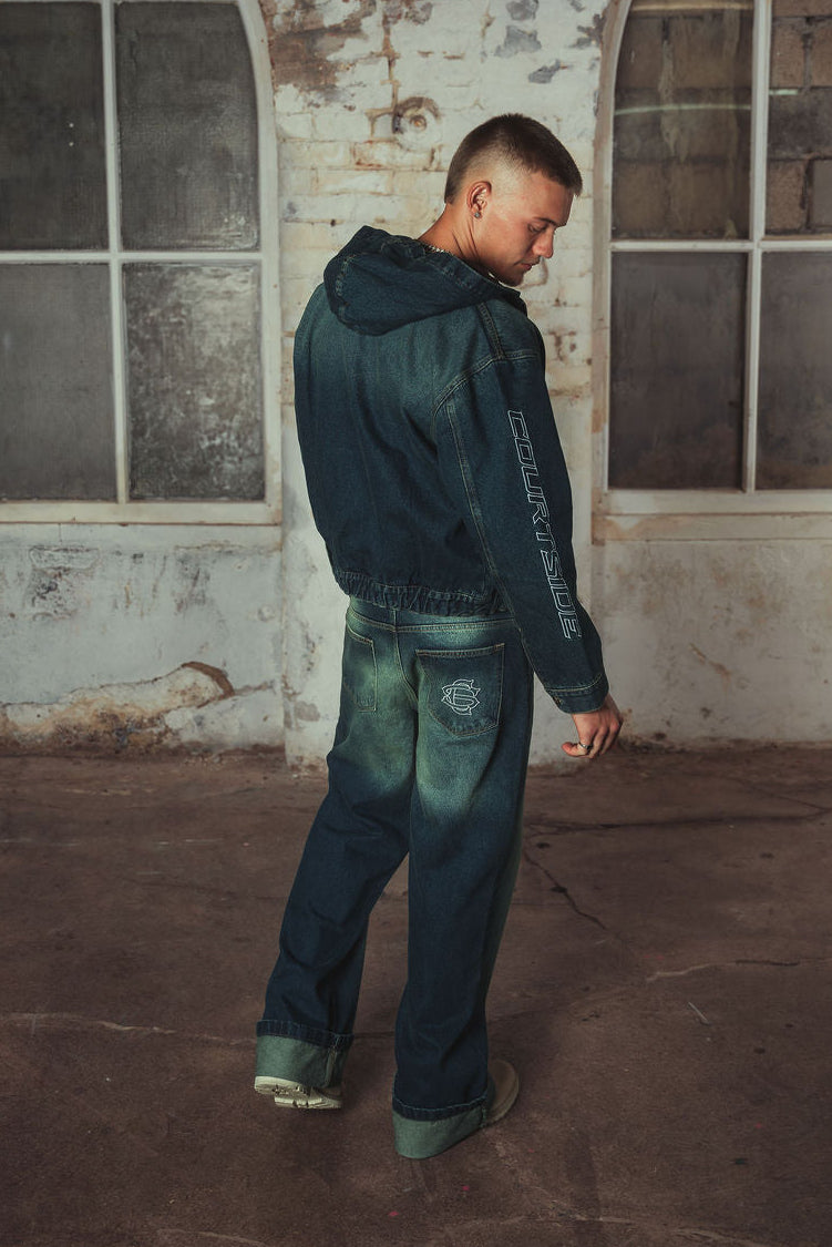 Bassey Hoodie Denim Jacket Washed Blue