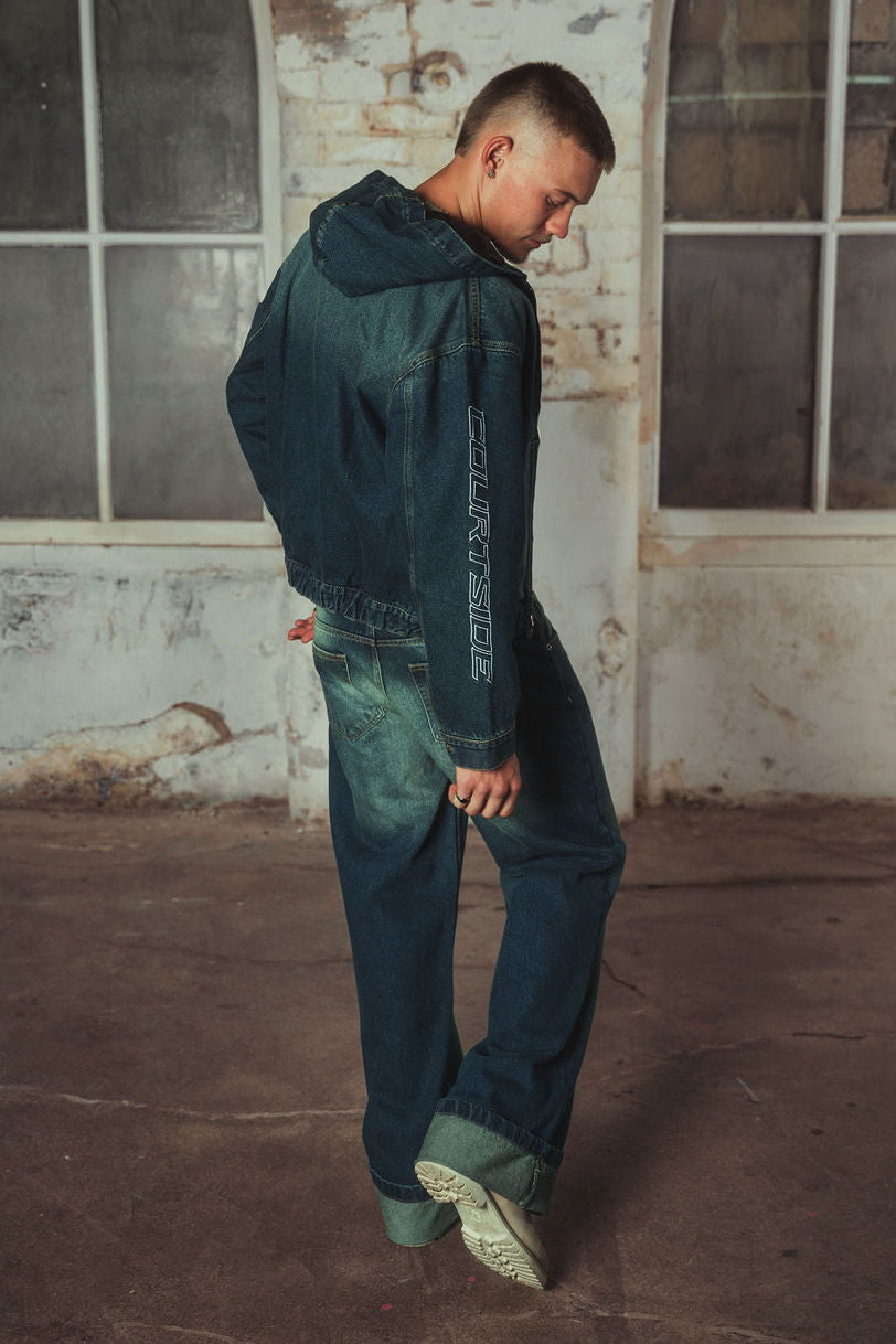 Bassey Hoodie Denim Jacket Washed Blue