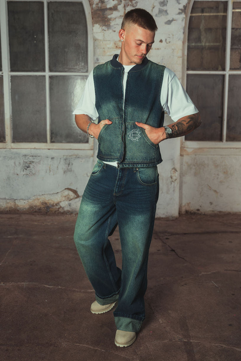 Amie Denim Gilet Washed Blue