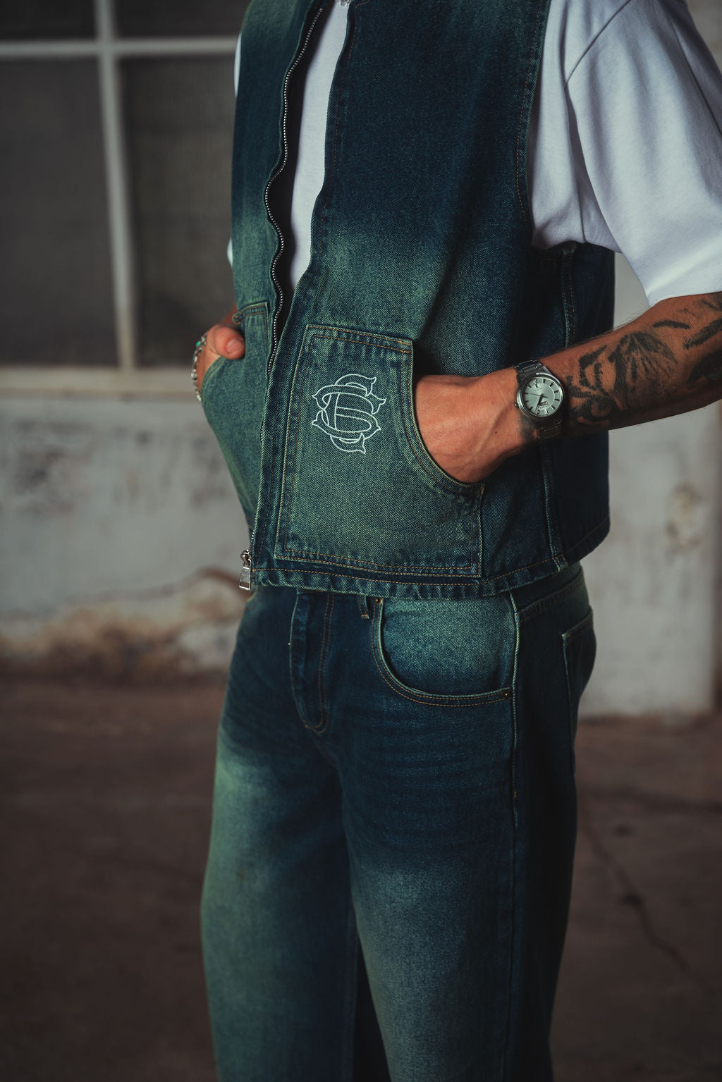 Amie Denim Gilet Washed Blue
