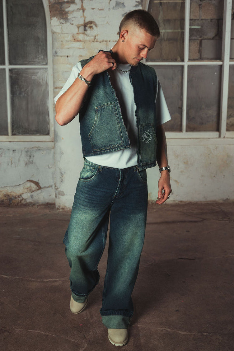 Amie Denim Gilet Washed Blue