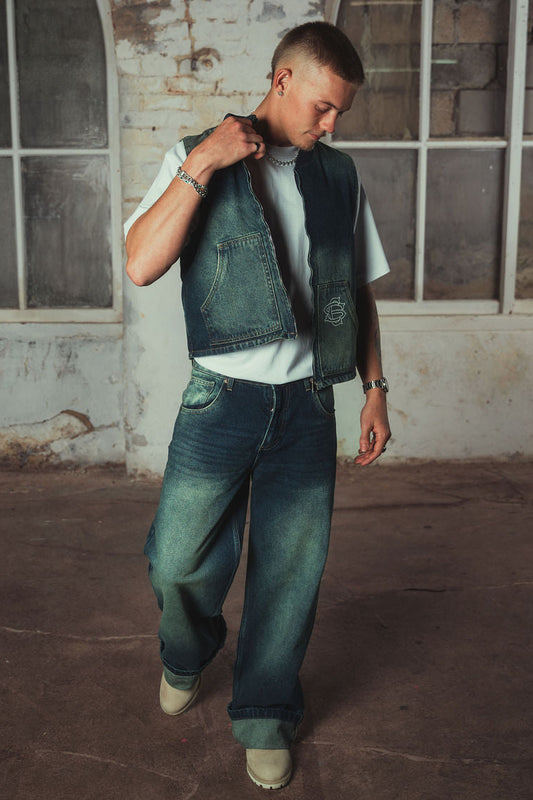 Amie Denim Gilet Washed Blue