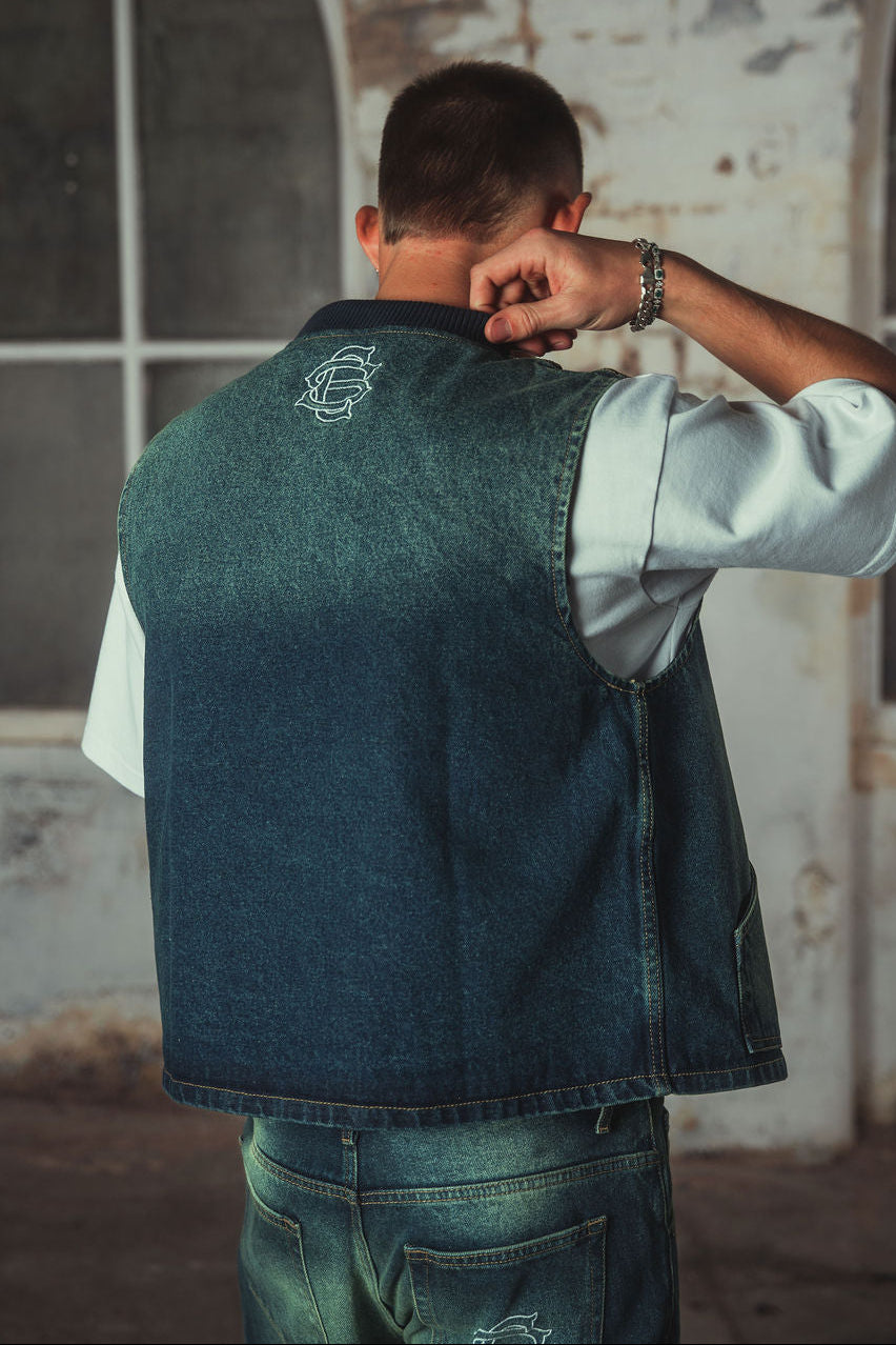 Amie Denim Gilet Washed Blue