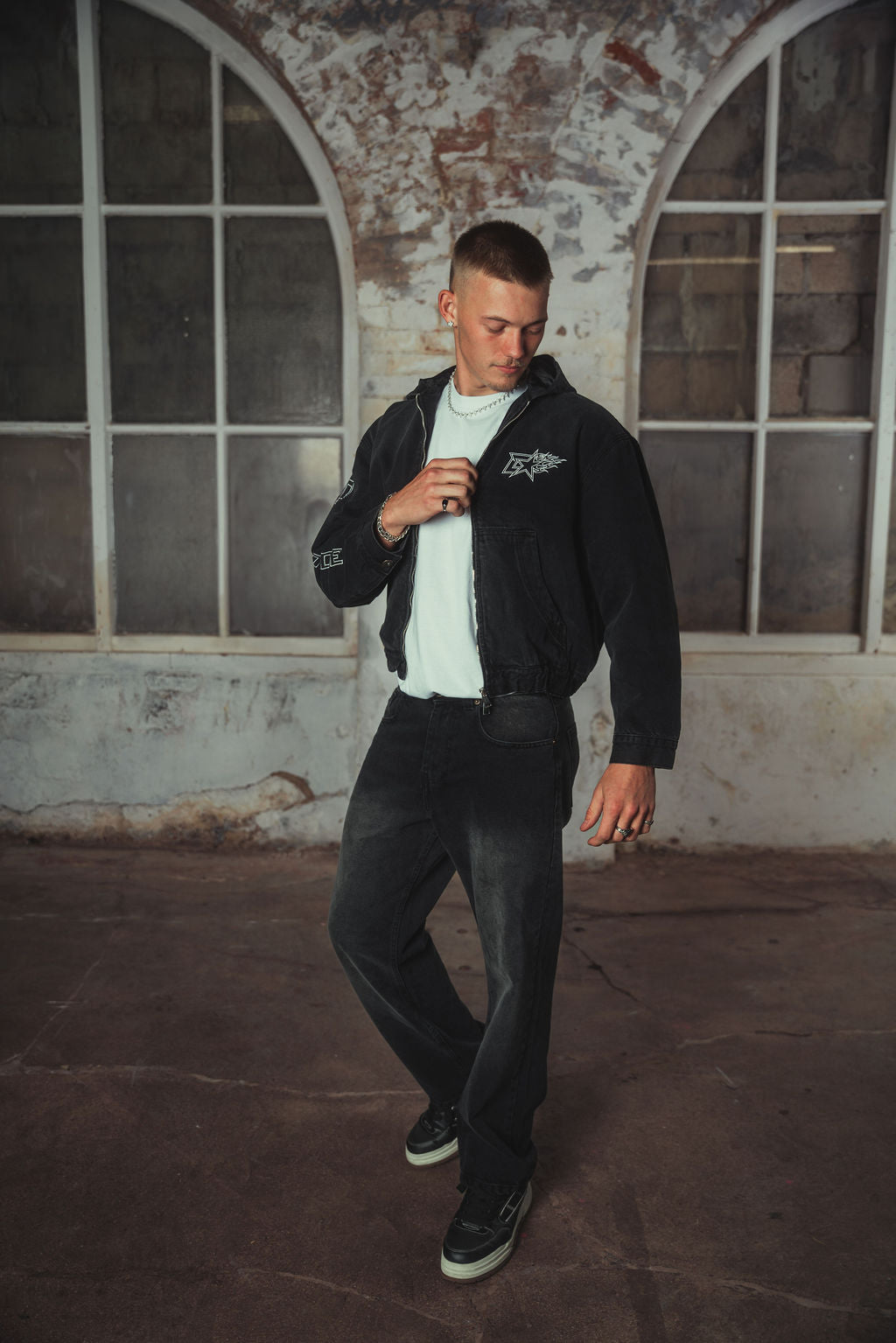 Bassey Hoodie Denim Jacket Washed Black