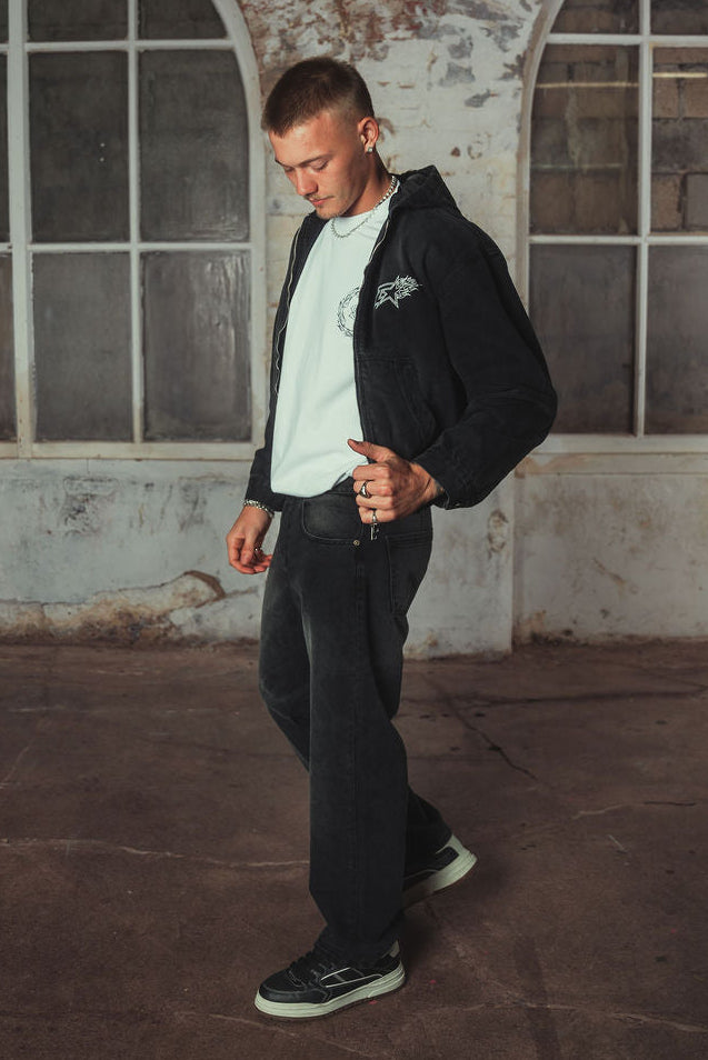 Bassey Hoodie Denim Jacket Washed Black