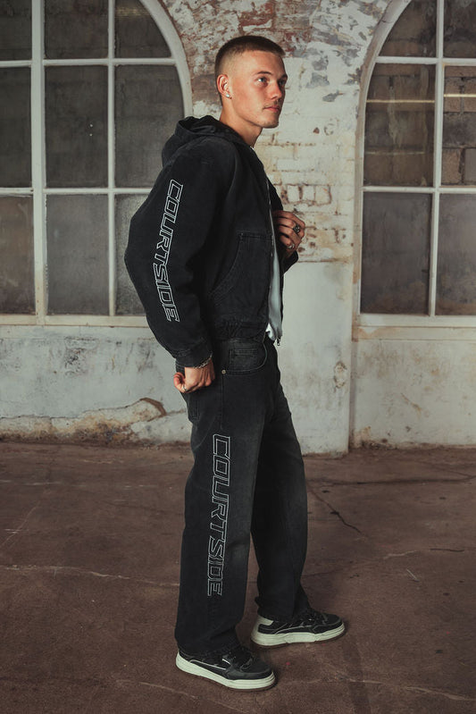 Bassey Hoodie Denim Jacket Washed Black