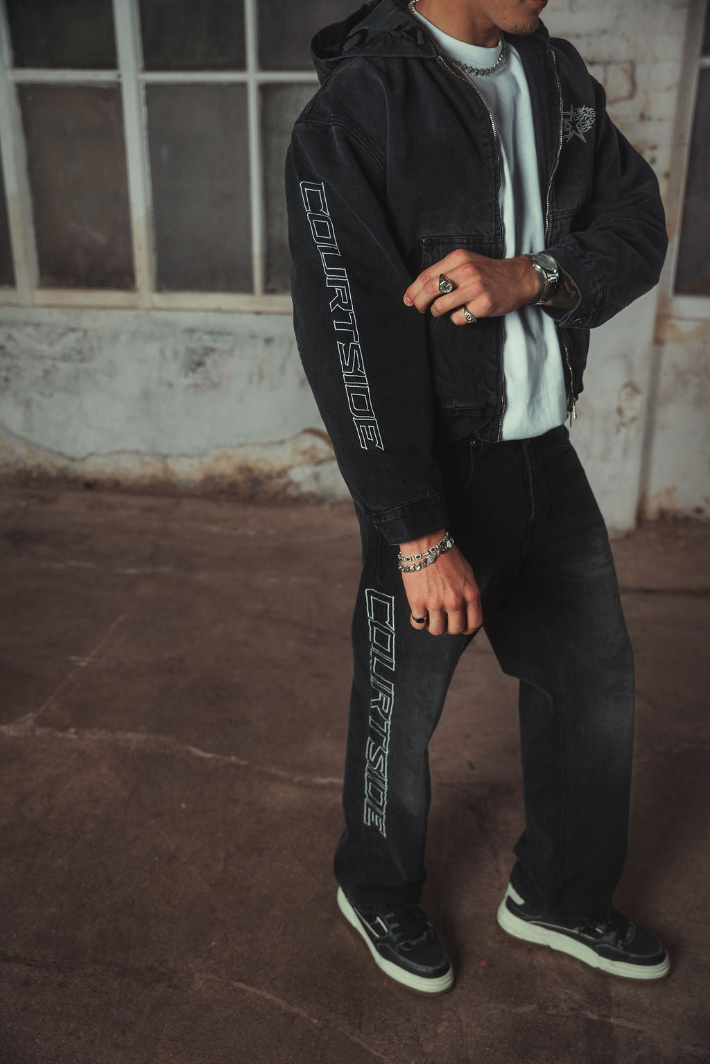 Bassey Hoodie Denim Jacket Washed Black