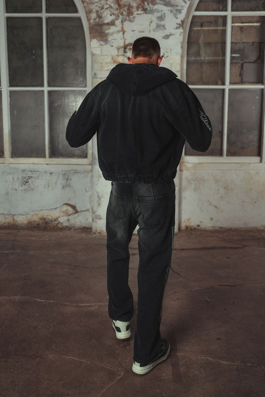 Bassey Hoodie Denim Jacket Washed Black