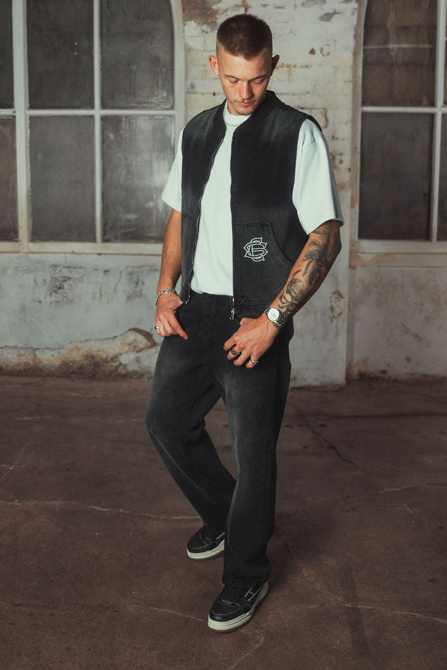 Amie Denim Gilet Washed Black