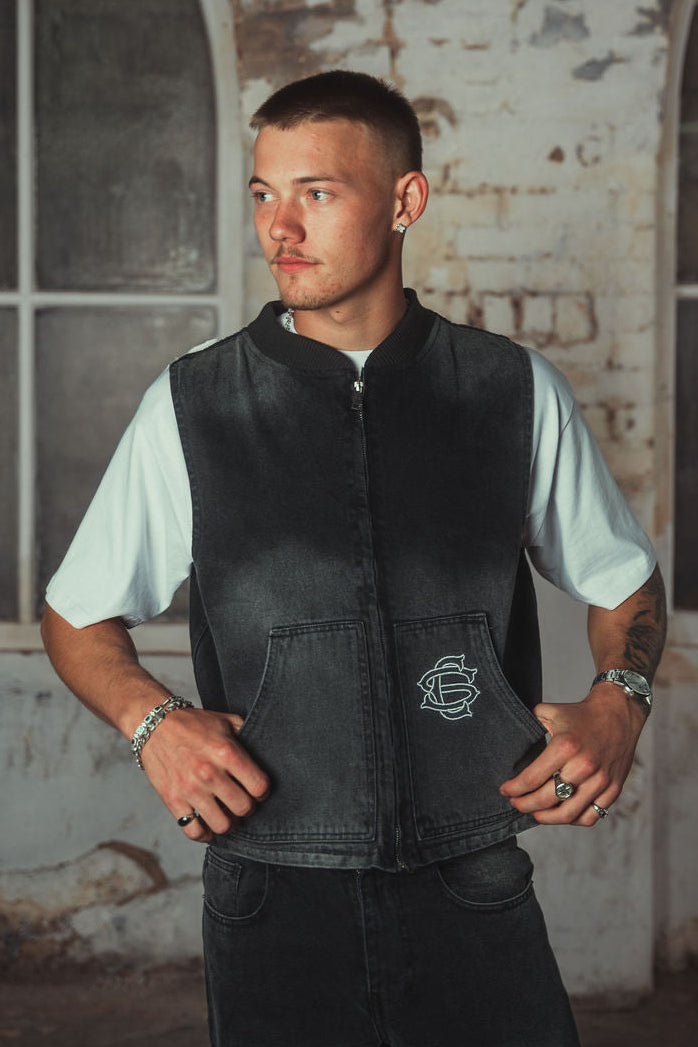 Amie Denim Gilet Washed Black