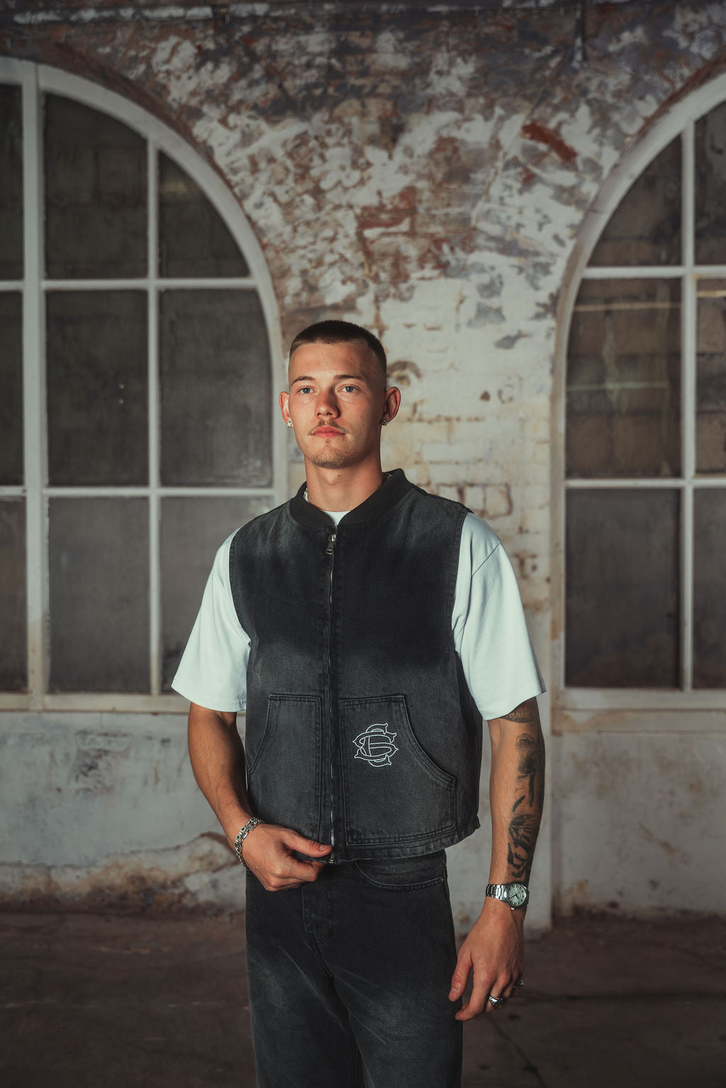 Amie Denim Gilet Washed Black