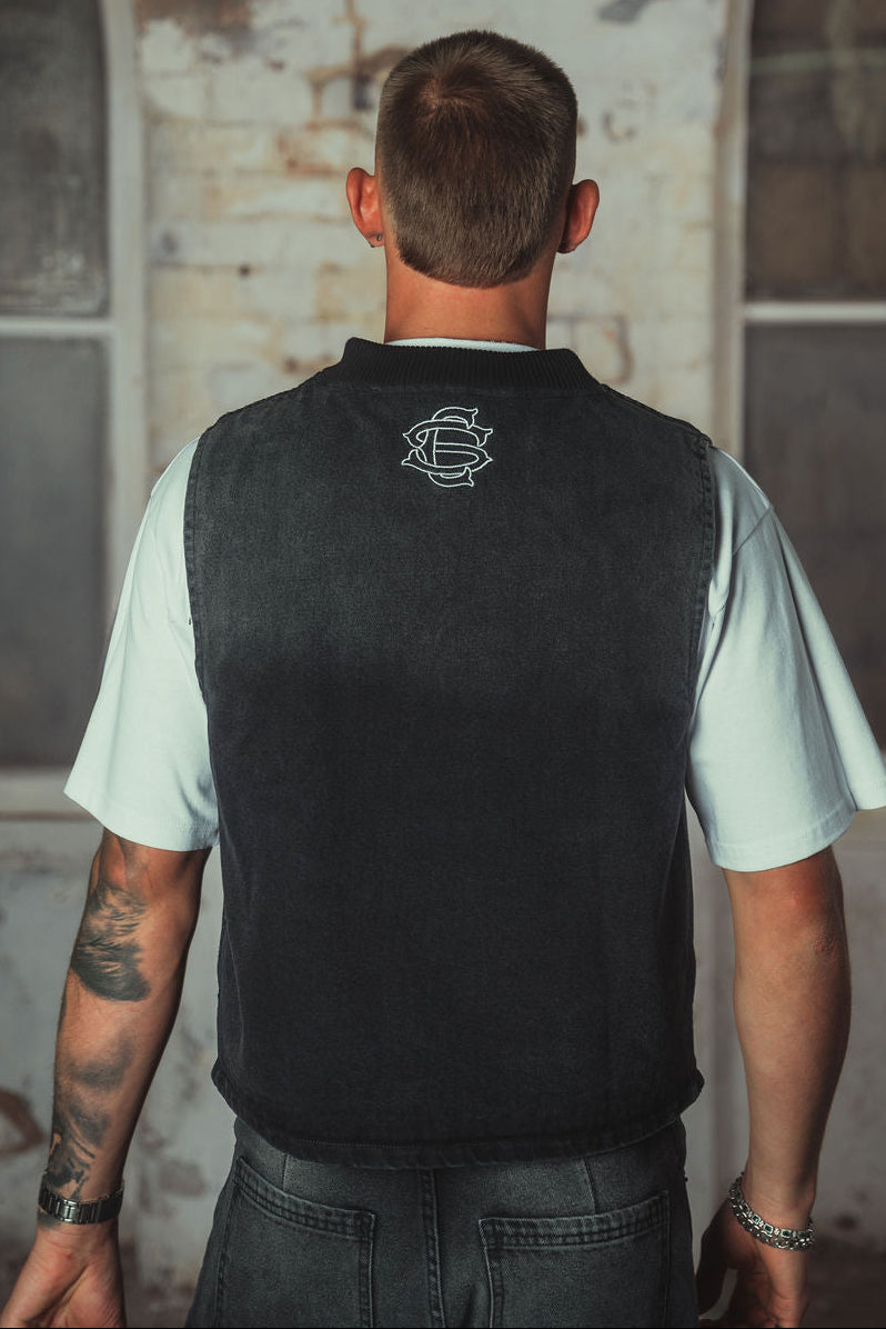 Amie Denim Gilet Washed Black